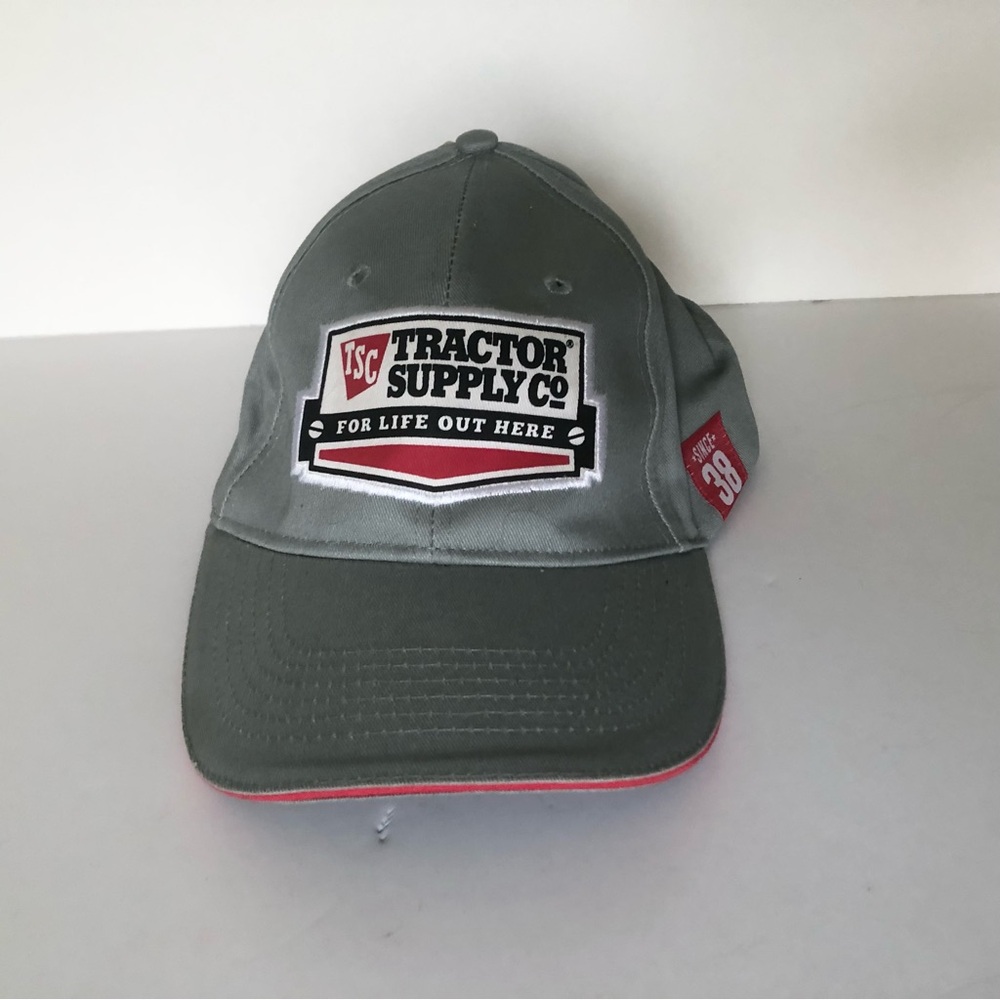Tractor Supply Co For Life Out Here Embroidered Gray Baseball Cap NWT
